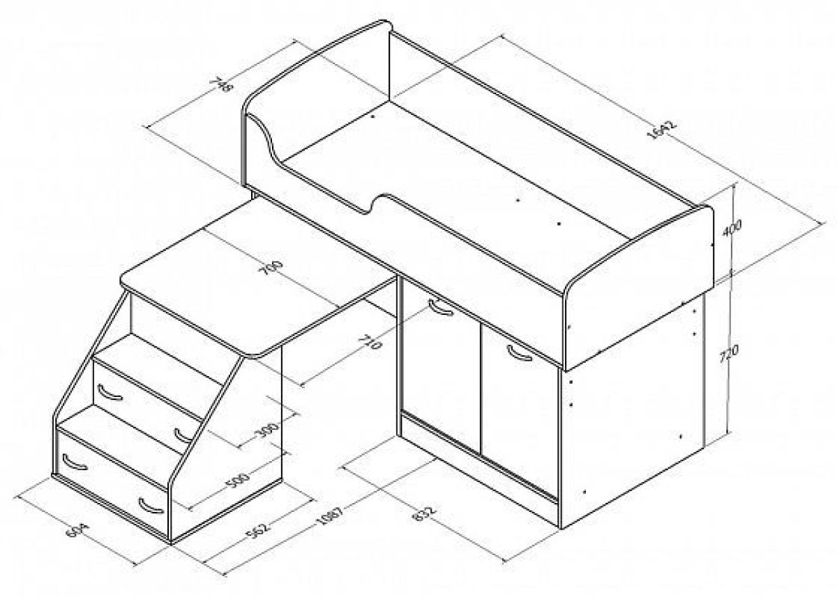 Кровать-чердак "Дюймовочка-2" Дуб молочный/салатовый | фото 3