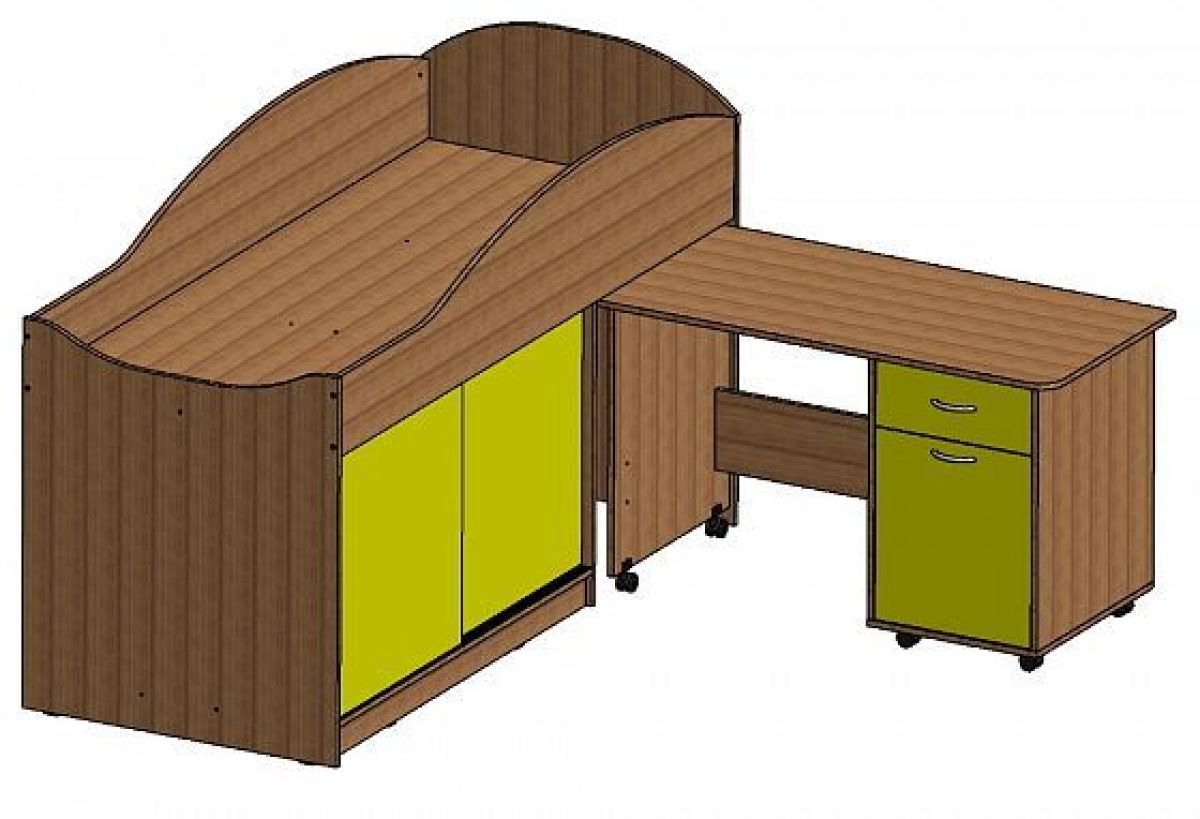 Кровать-чердак "Дюймовочка-3" (без лестницы) Дуб молочный/Розовый | фото 2