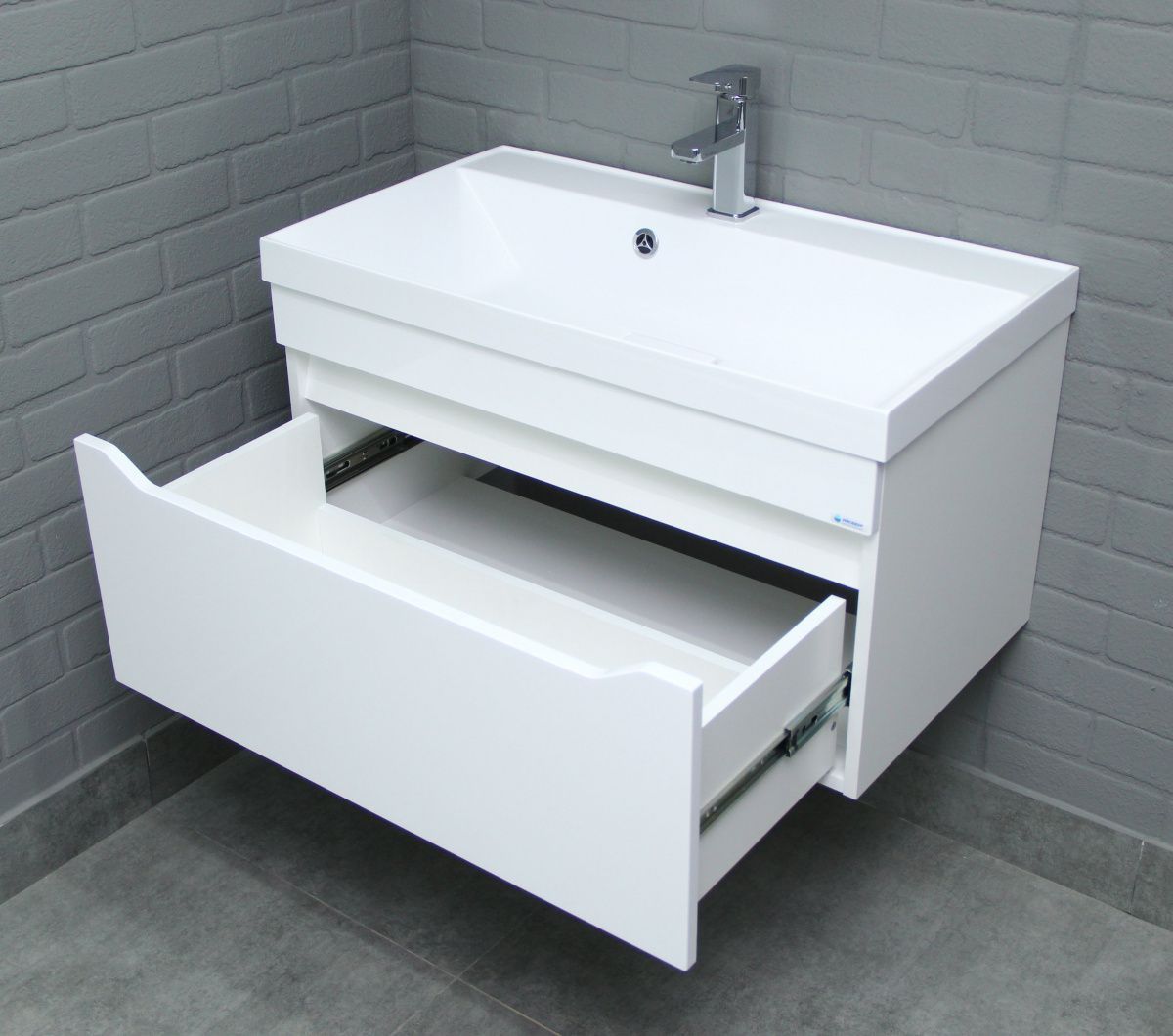 Тумба подвесная под умывальник "UNIT 80" Ева с одним ящиком В1 Айсберг (DA5903T) | фото 7