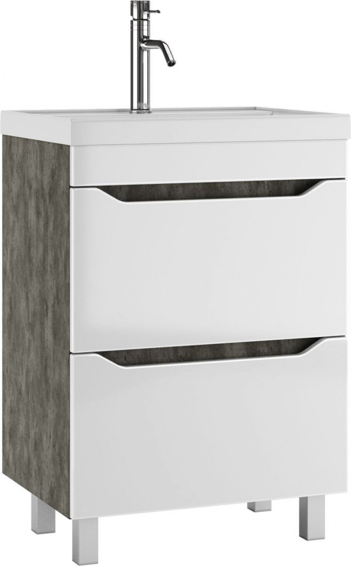 Тумба под умывальник "UNIT 60" Ева с двумя ящиками В2 Бетон Айсберг (DA5915T) | фото 3