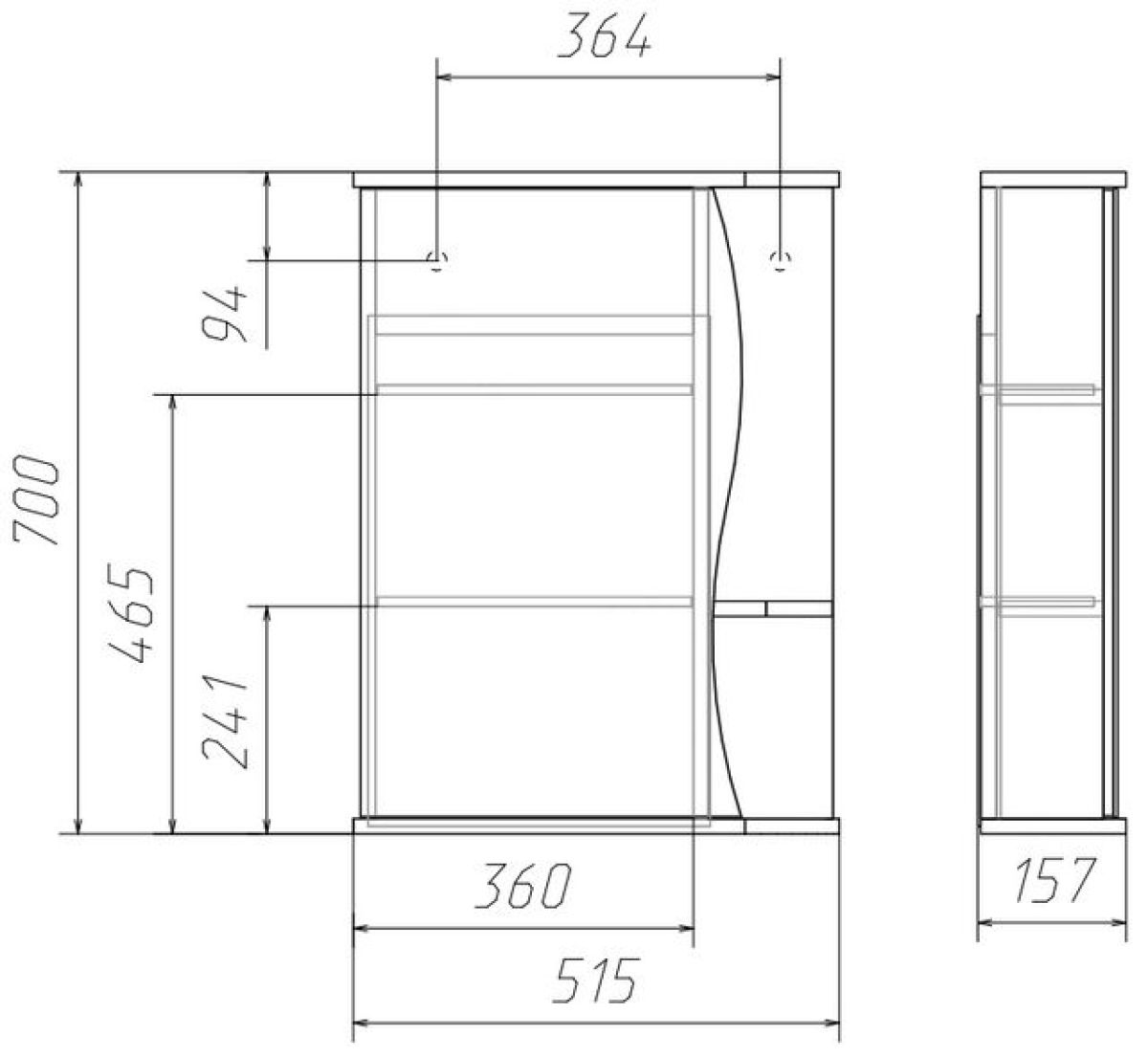 Шкаф-зеркало Волна 1-50 левый АЙСБЕРГ (DA1030HZ) | фото 3