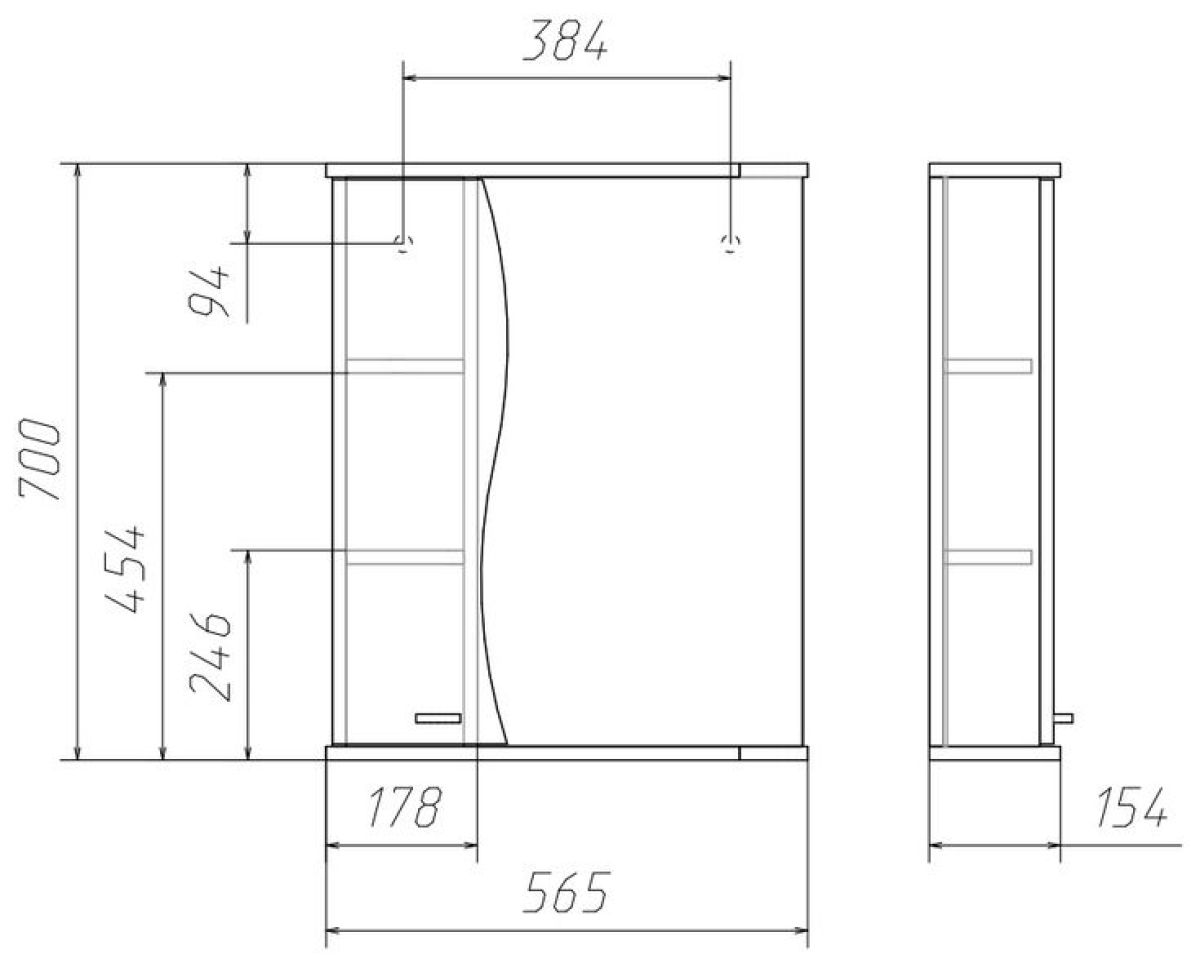 Шкаф-зеркало Волна 55 левый АЙСБЕРГ (DA1044HZ) | фото 3