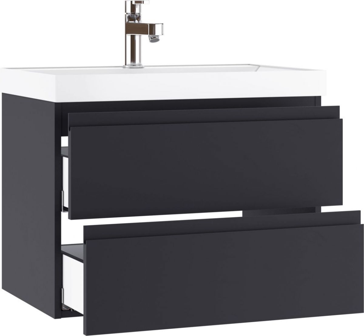 Тумба подвесная под умывальник "UNIT 70" Graffo графит матовый В2 Домино (DGr2112T) | фото 3