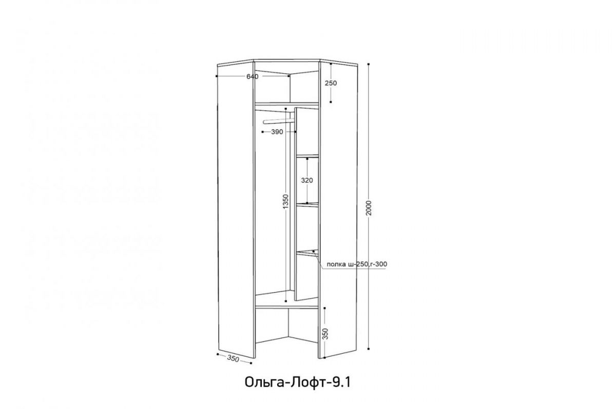 ОЛЬГА-ЛОФТ 9.2 Шкаф угловой с зеркалом | фото 2