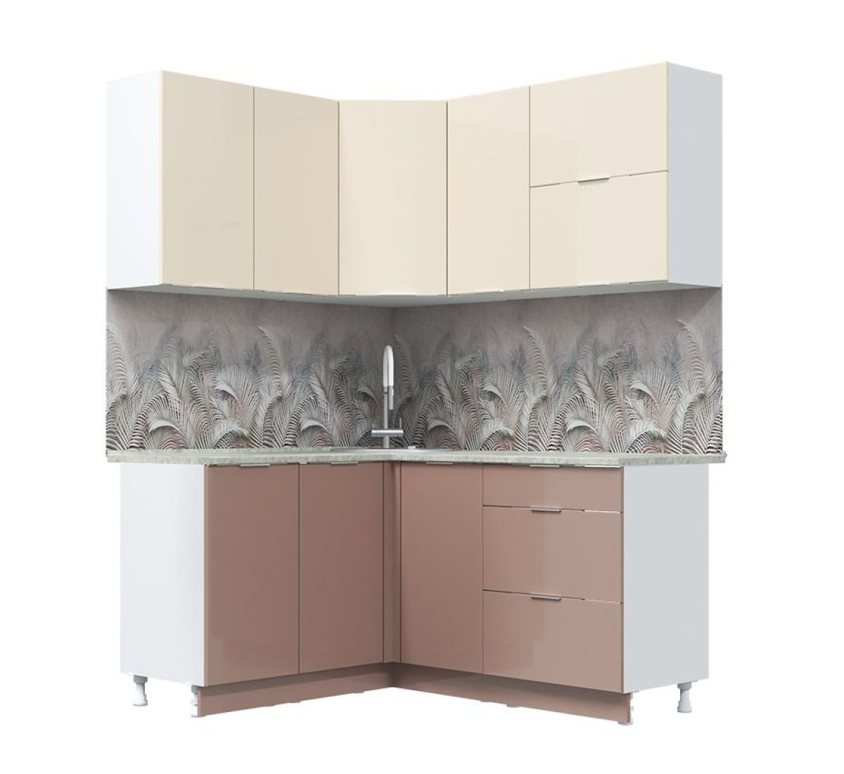 Кухонный гарнитур Асти-латте угловой 1,4*1,6 | фото 2