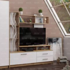 ДАРЬЯ Центральная секция (Дуб Вотан/Белый глянец) гостиная | фото 6