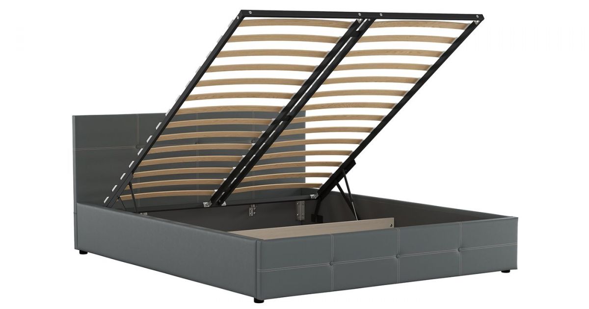 Кровать двойная Синди 160 + ортопед + ПМ + дно (арт. Марика 485 к/з (серый)) | фото 3