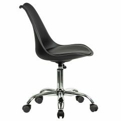 Кресло стул BRABIX "Eames MG-310 CH", хром, пластик черный, экокожа черная, 532925 | фото 3