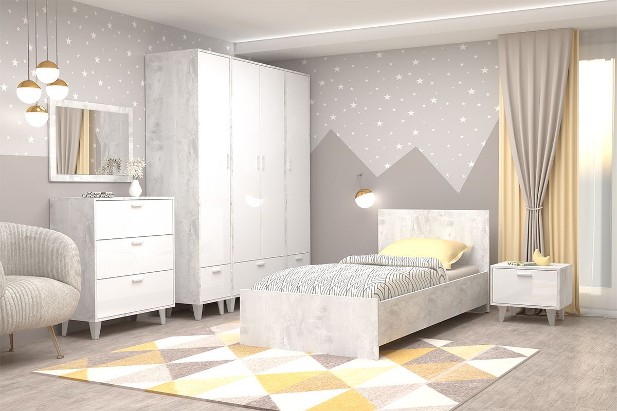 Пенал ЭГО П-1 1-дверца 1-ящик (на ножках) Бетон светлый/Белый глянец | фото 5