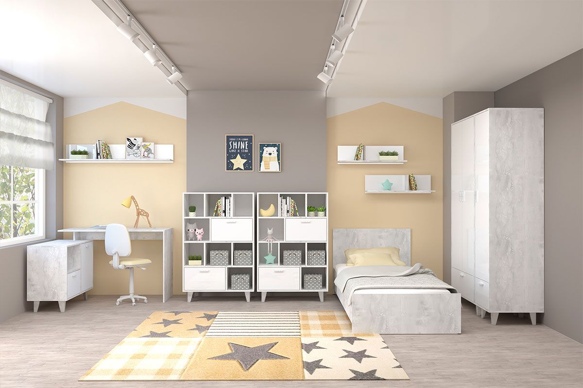 Тумба прикроватная Эго Т-5 (на ножках) Бетон светлый/Белый глянец | фото 4