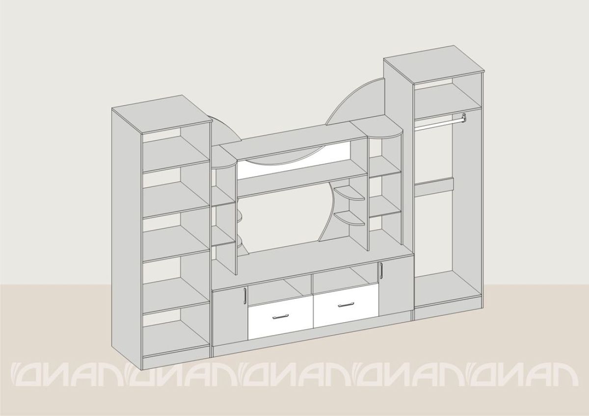 Гостиная Аллегро с 2 шкафами вариант-5 (венге/дуб белфорт) | фото 2