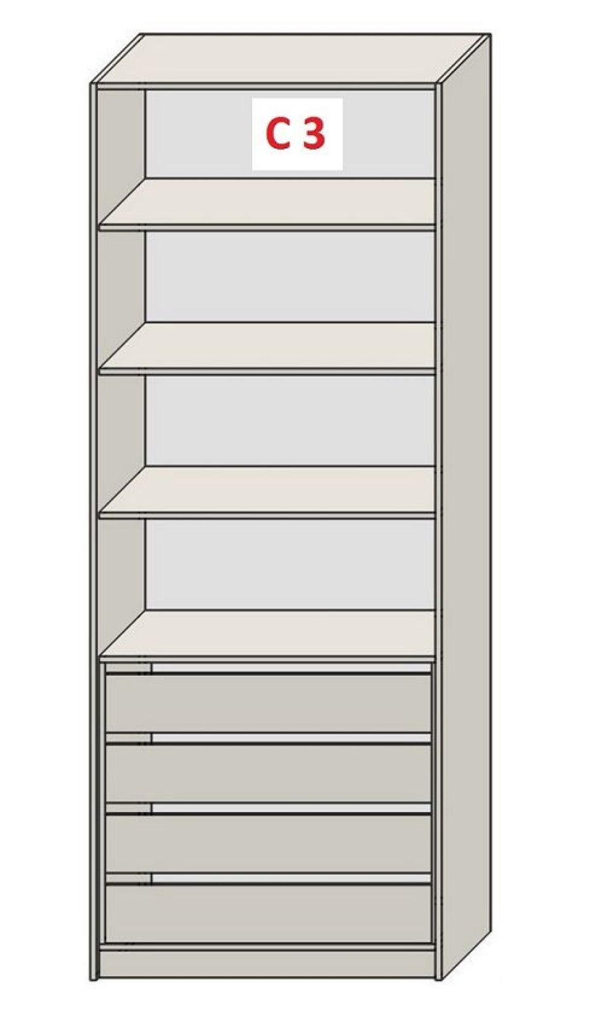 Шкаф СТАНДАРТ С3 4 ящика серия "ГЕСТИЯ" (Бежевый песок/Дуб Небраска натуральный) 800*520*2300 | фото 2