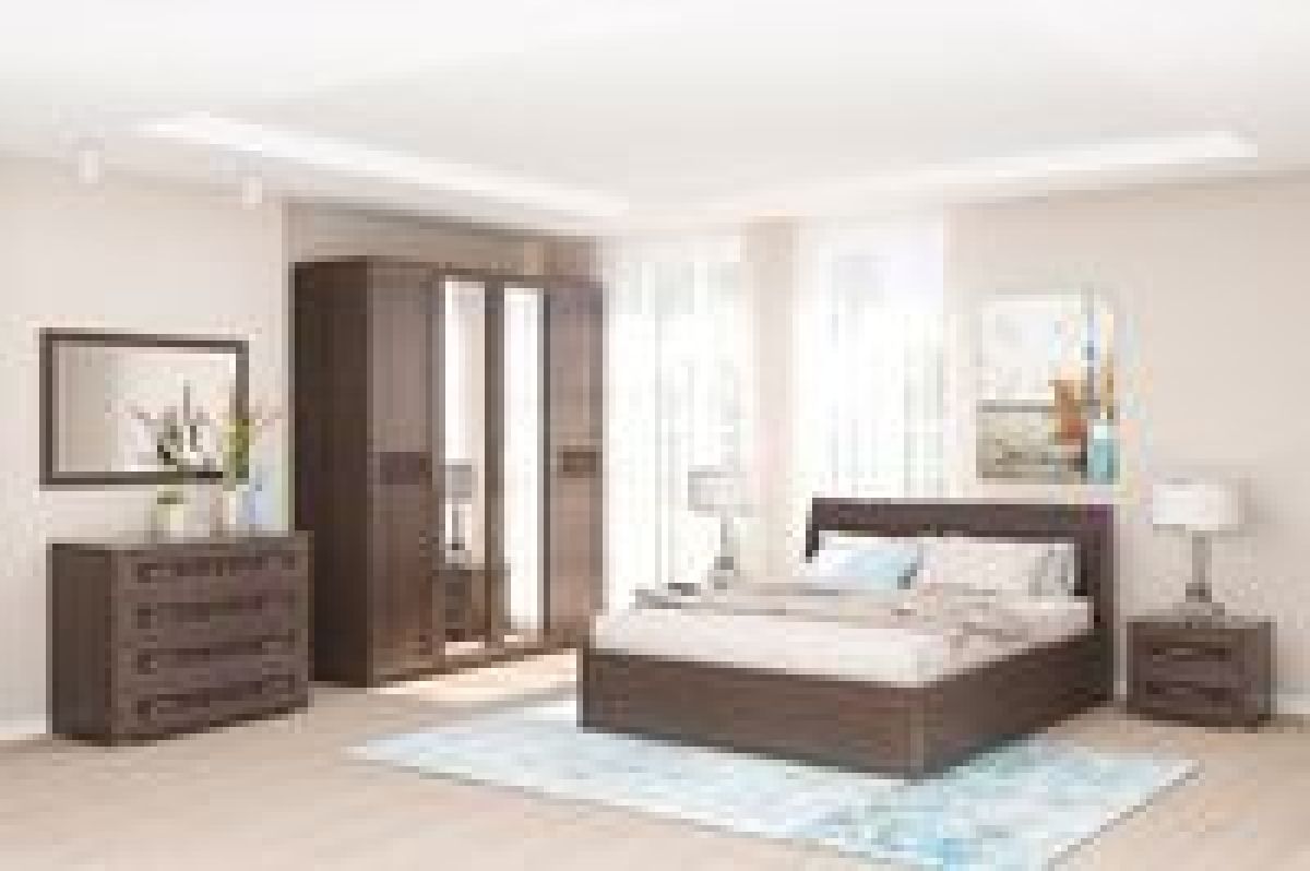 Модульная спальня Кэт-4 (МДФ Венге/Экокожа Caiman коричневый) | фото 3