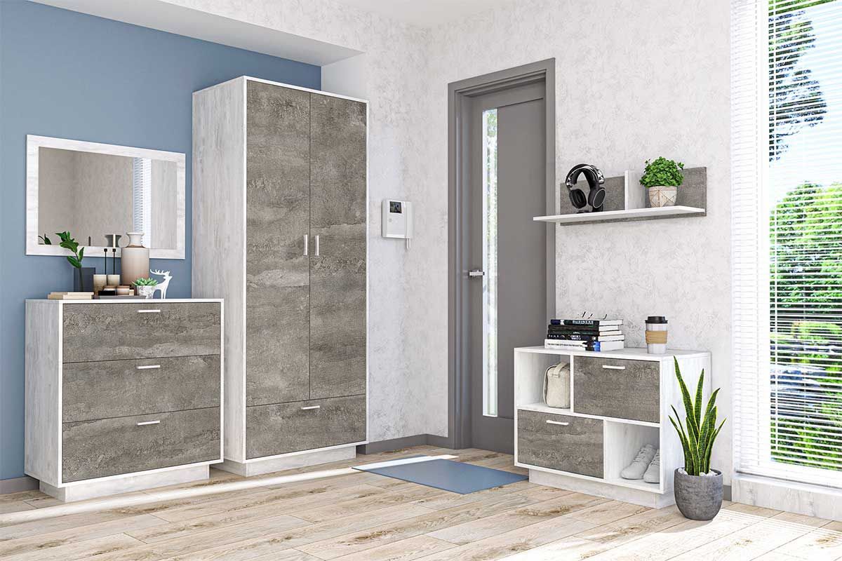 Модульная Прихожая Эго (бетон светлый/камень темный) цоколь | фото 2