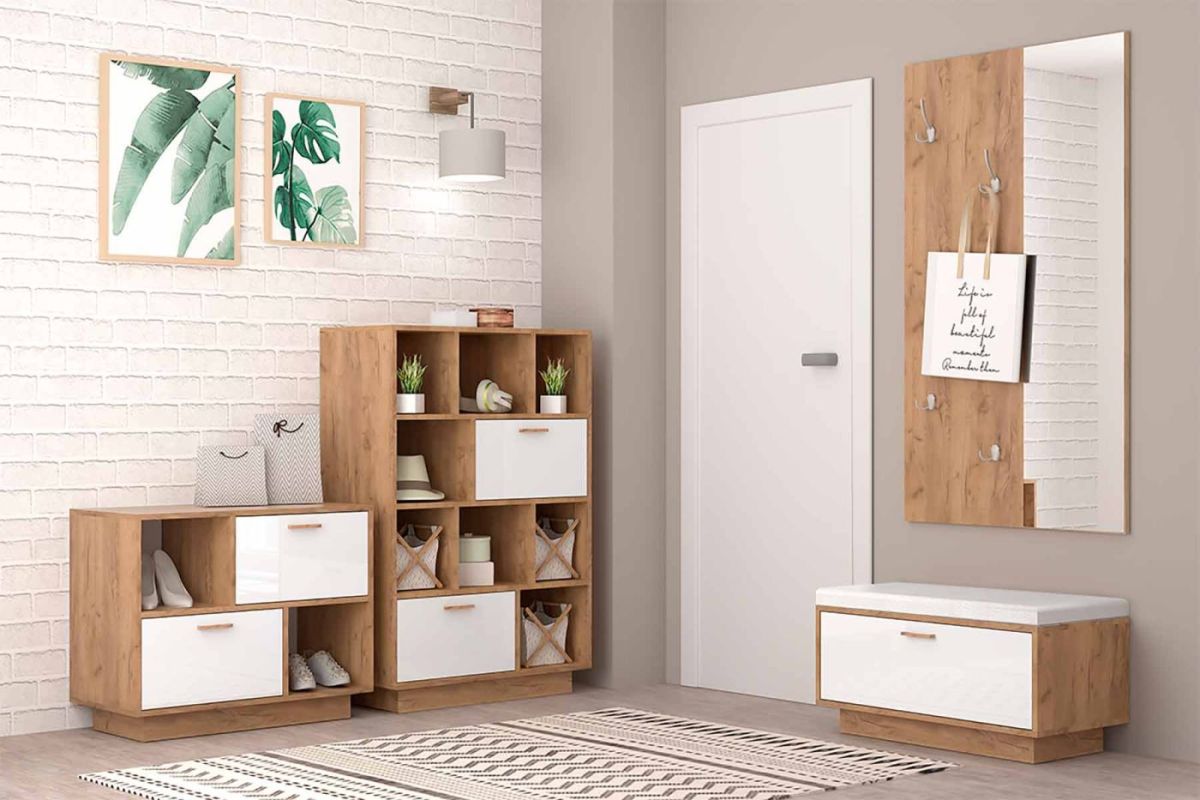 Модульная Прихожая Эго (дуб крафт золотой/белый глянец) цоколь | фото 3