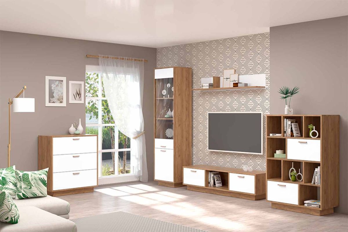 Модульная Гостиная Эго (дуб крафт золотой/белый глянец) цоколь | фото 2