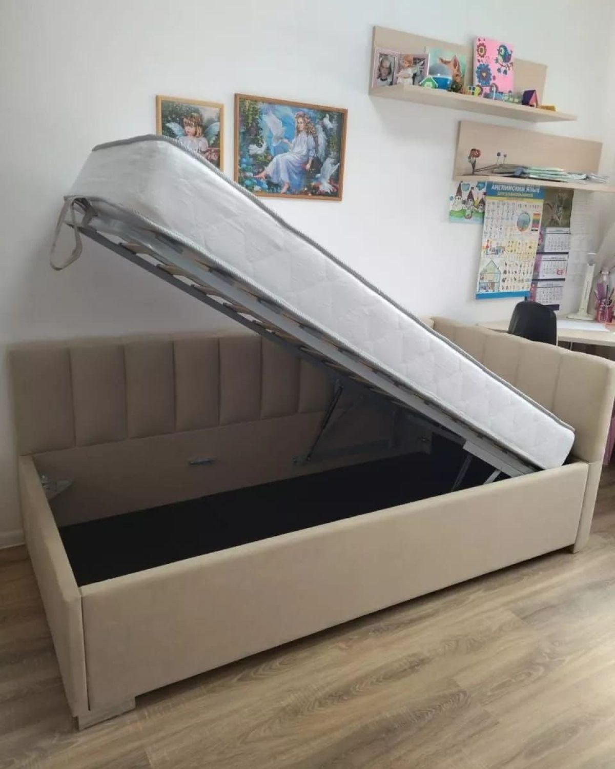 Кровать угловая Мия интерьерная +основание/ПМ/бельевое дно (90х200) | фото 4