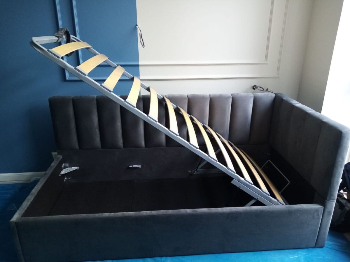 Кровать угловая Лилу интерьерная +основание/ПМ/бельевое дно (120х200) | фото 3