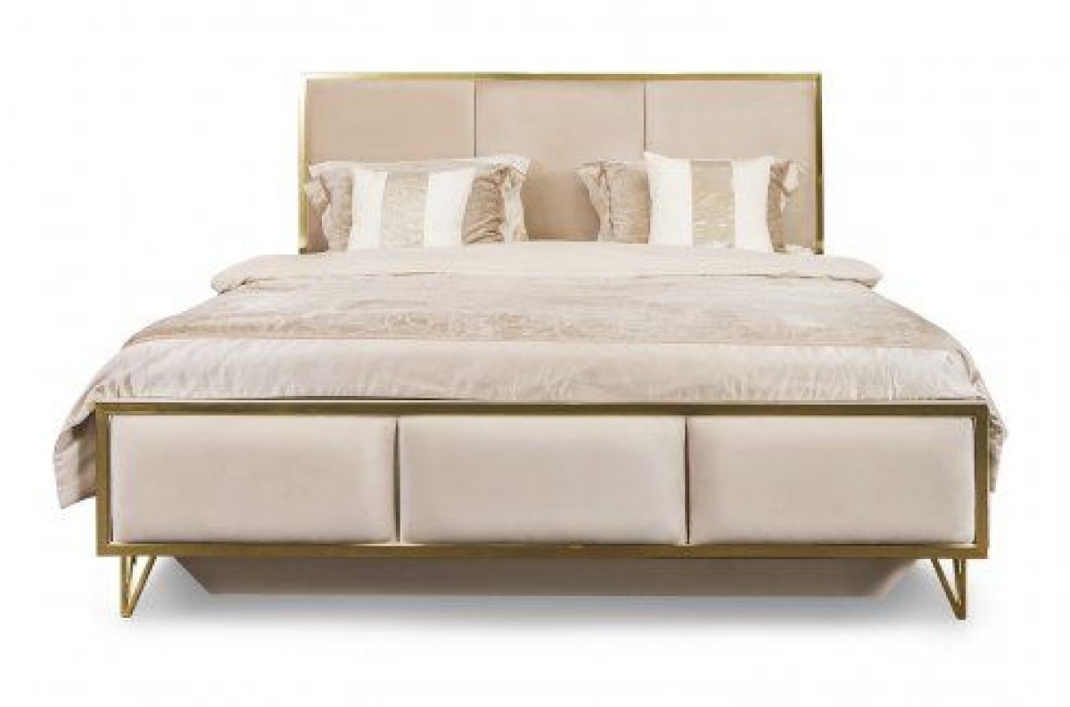 Кровать Lara 1800 с мягким изголовьем + основание (бежевый глянец) | фото 2