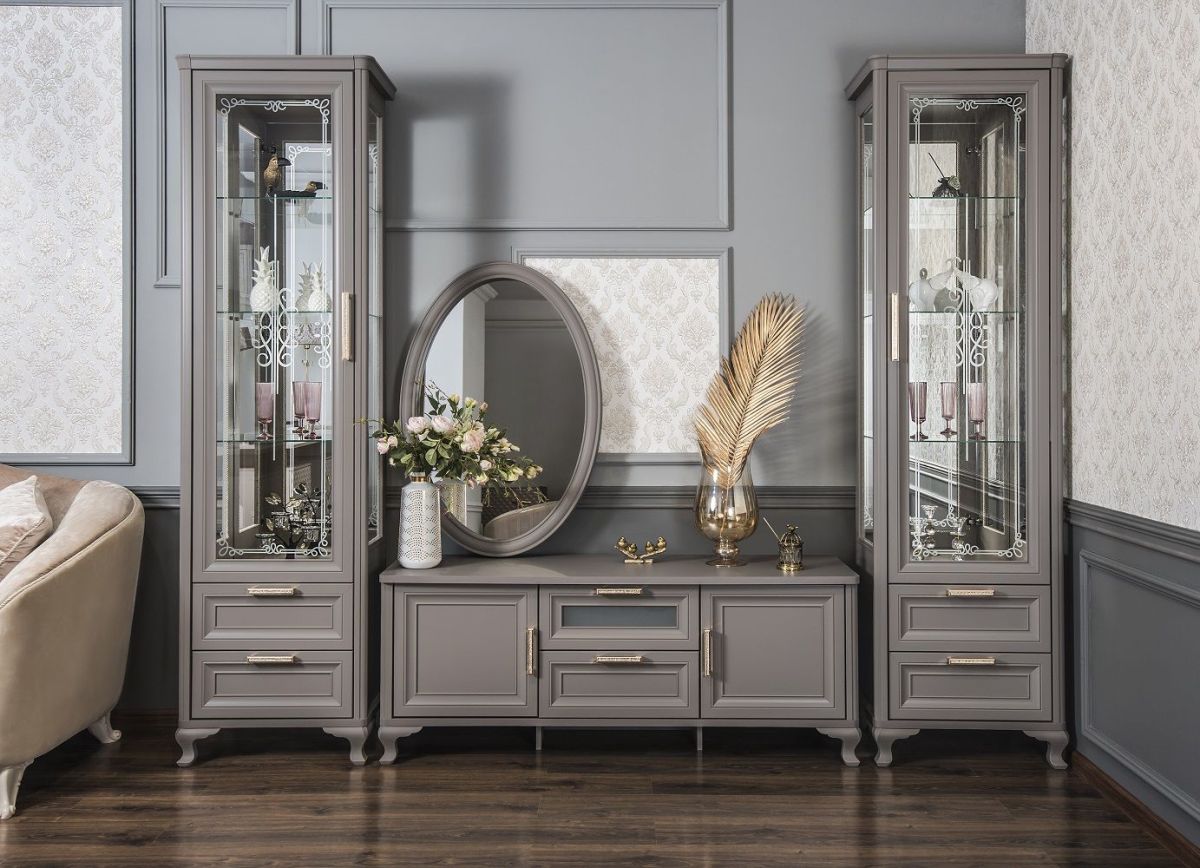 Витрина одностворчатая Мокко (серый камень) | фото 3