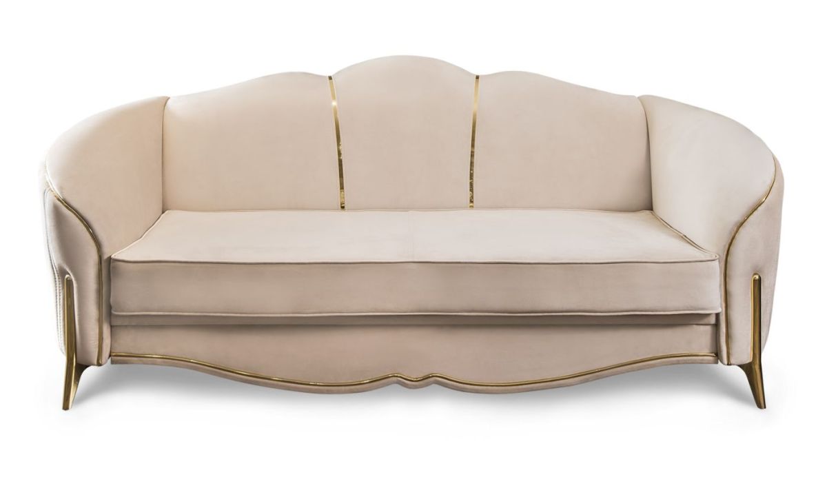 Диван Lara 3х местный с раскладным механизмом (бежевый/золото) | фото 3