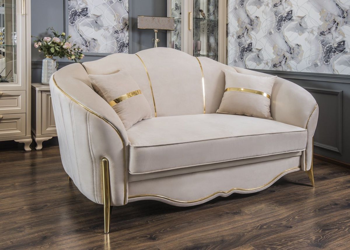 Диван Lara 2х местный с раскладным механизмом (бежевый/золото) | фото 4