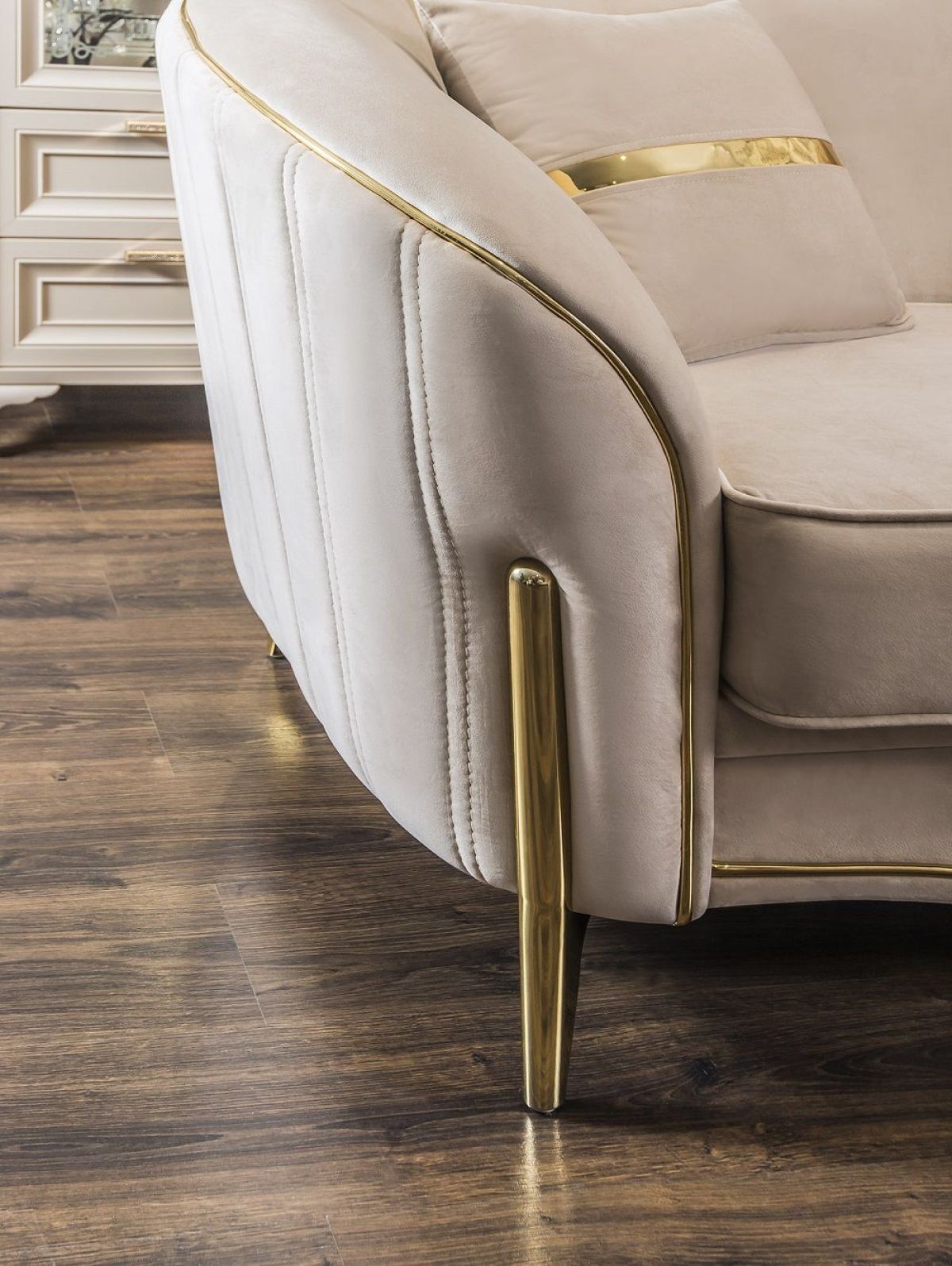 Диван Lara 2х местный с раскладным механизмом (бежевый/золото) | фото 3