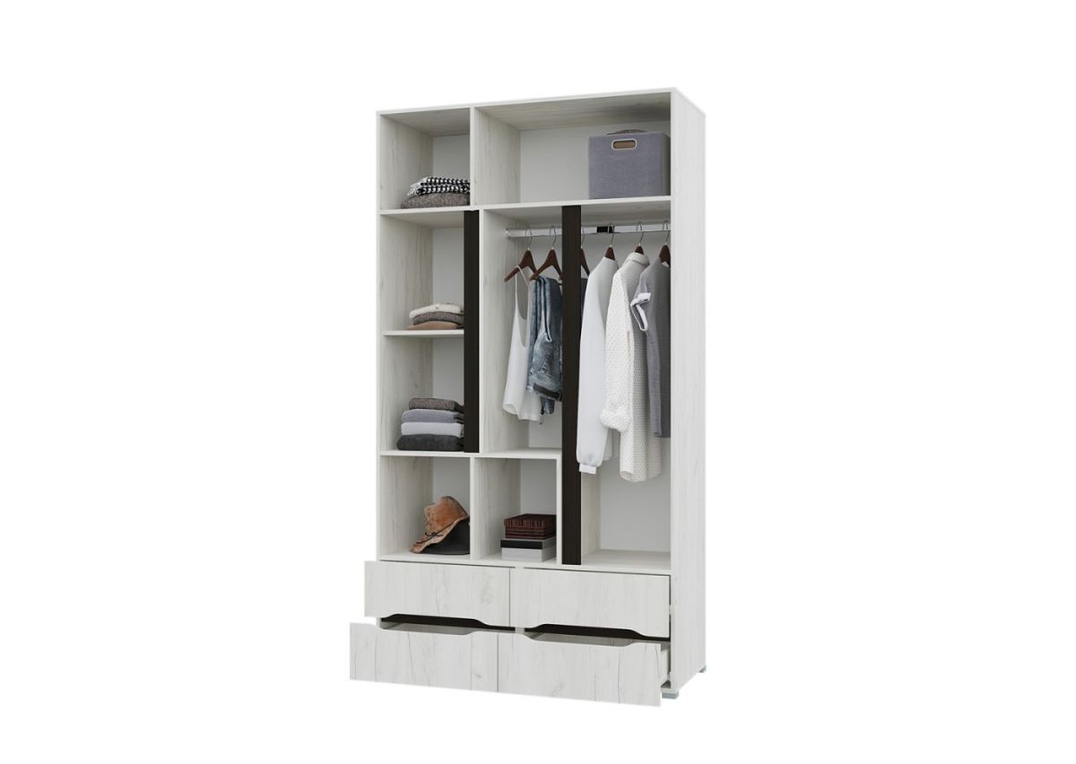 Шкаф 3х створчатый с ящиками и зеркалом Вега (Крафт белый - Венге) | фото 2