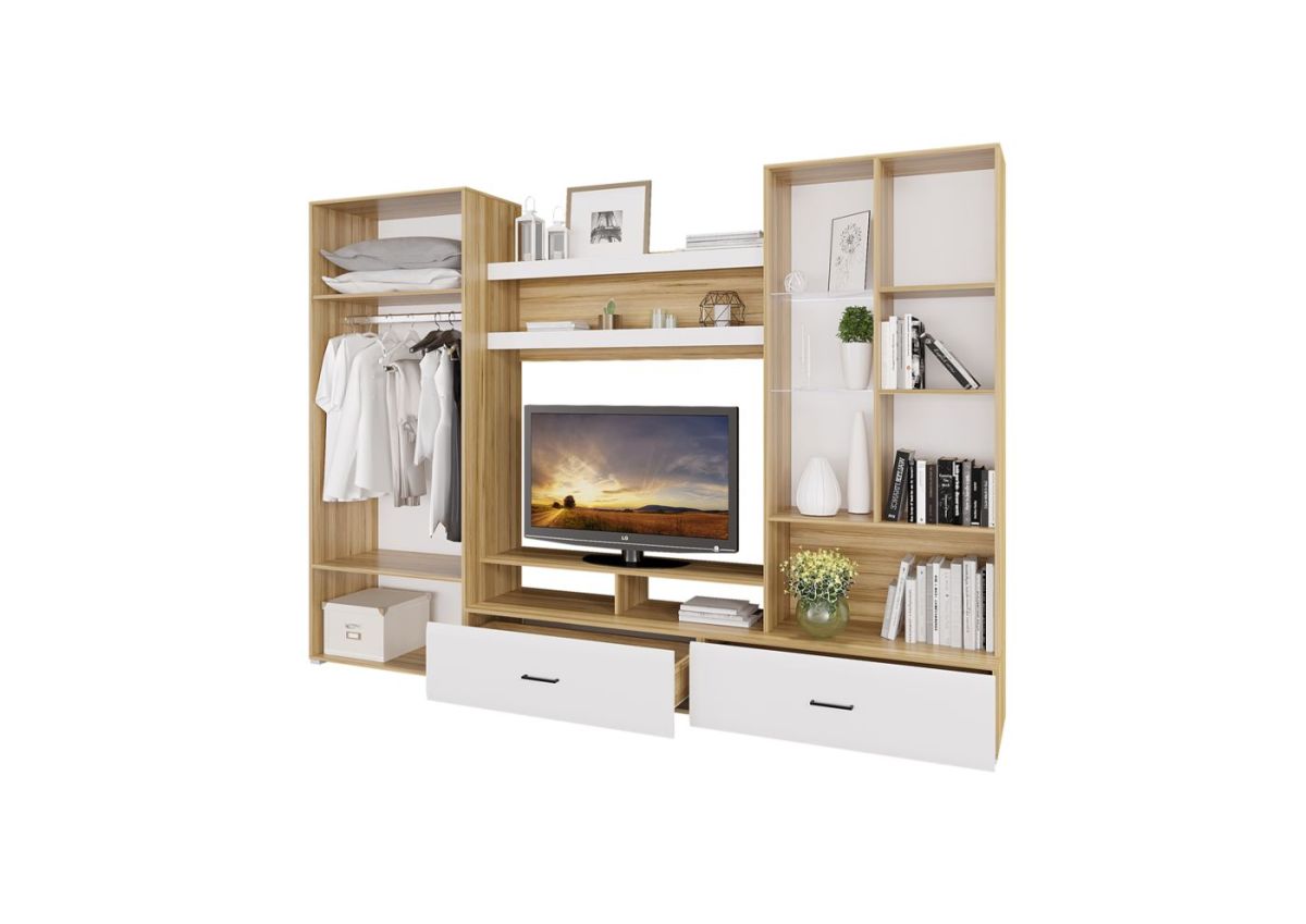 Стенка НЕНСИ 1 (Ясень Шимо светлый/Капучино глянец) | фото 3