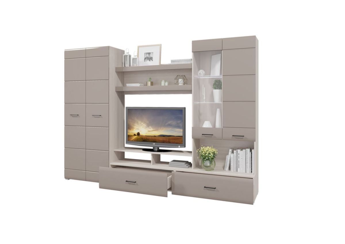 Гостиная НЕНСИ (модульная) Ясень Шимо светлый/Капучино глянец | фото 3