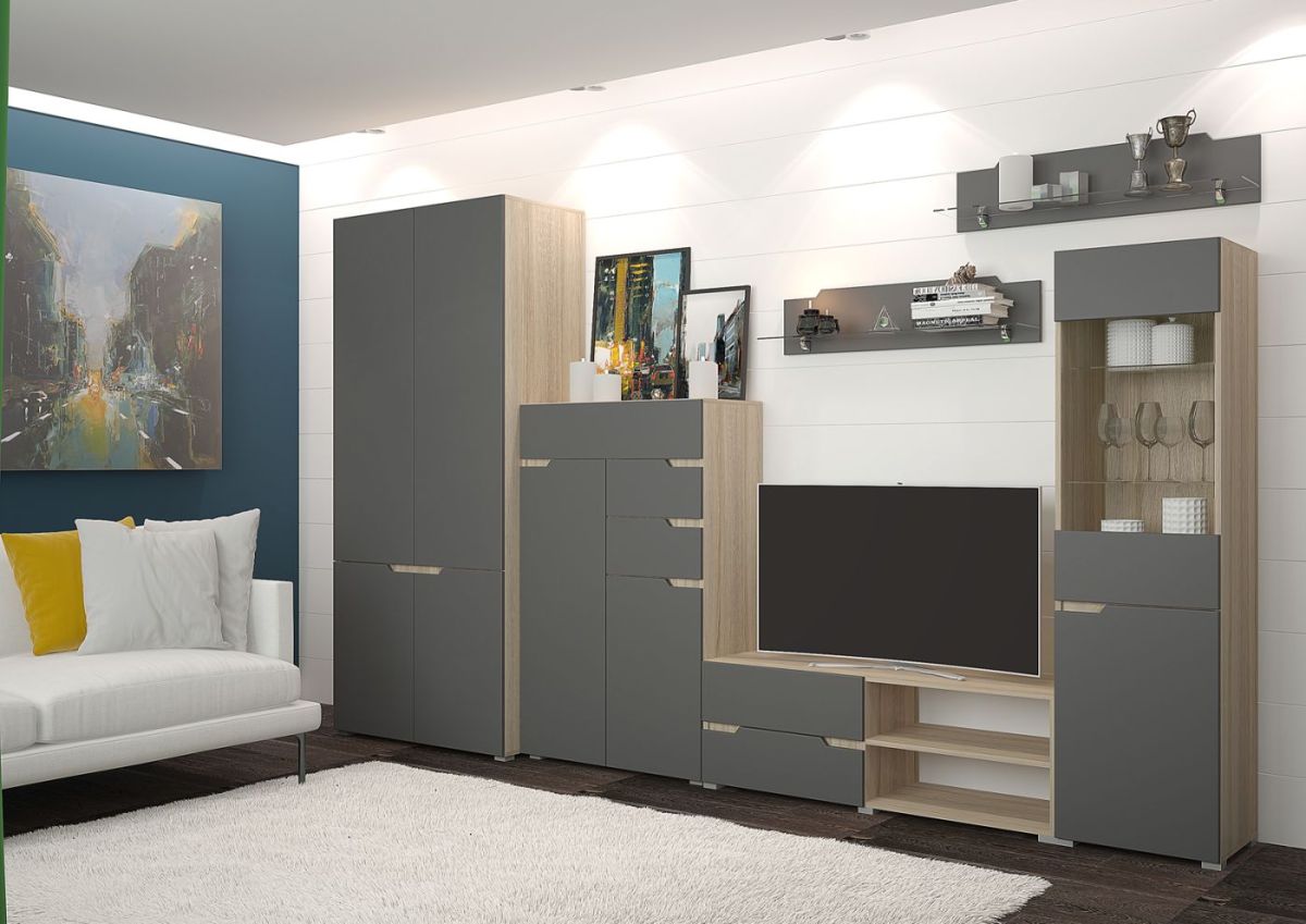 Гостиная АНТАЛИЯ (модульная) Сонома/Графит софт | фото 13