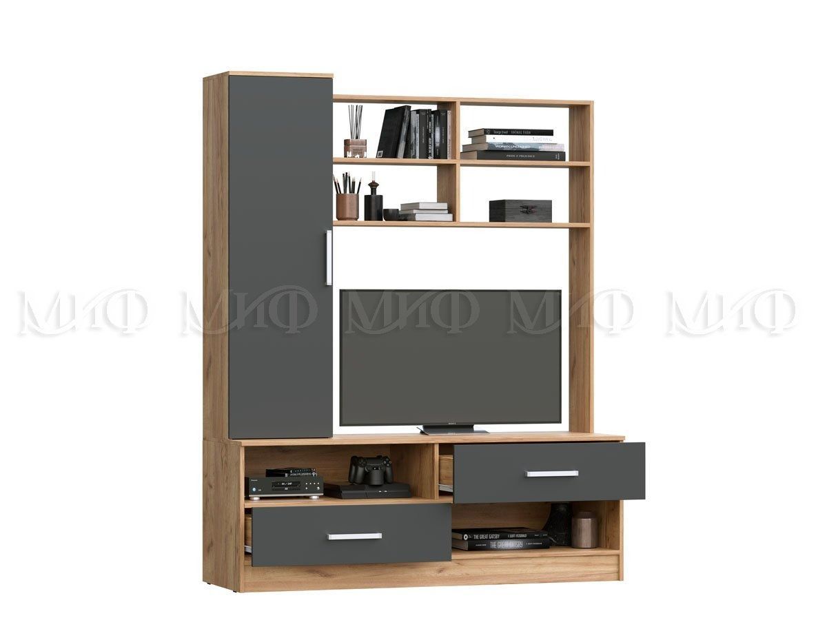 МАРТИНА Гостиная центральная секция (Графит/Дуб крафт) | фото 2