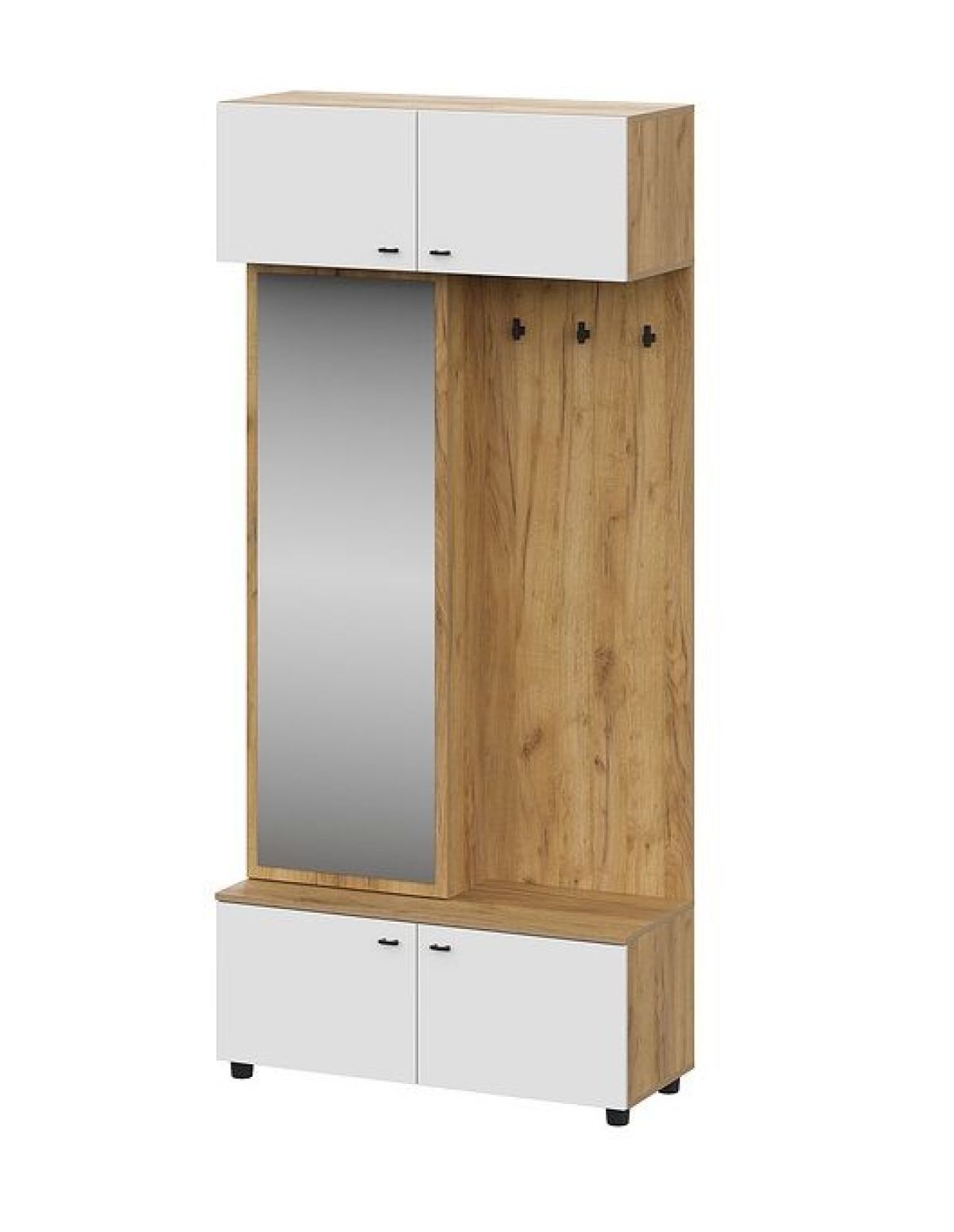 МИЛАН Вешалка (исп. 2) + Шкаф одностворчатый (Дуб Золотой/Белый Матовый) | фото 2