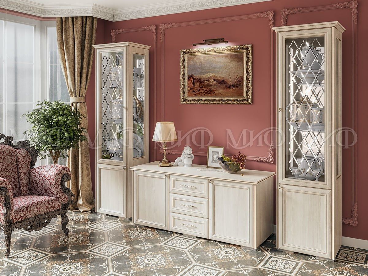 ПАРМА Гостиная Пенал стекло (Сандал светлый) | фото 3