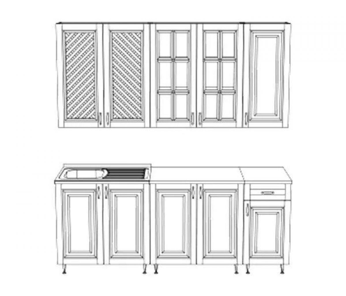 ПРЕСТИЖ Кухонный гарнитур 2000/900 Компоновка №4 (Жемчуг шервуд) | фото 3