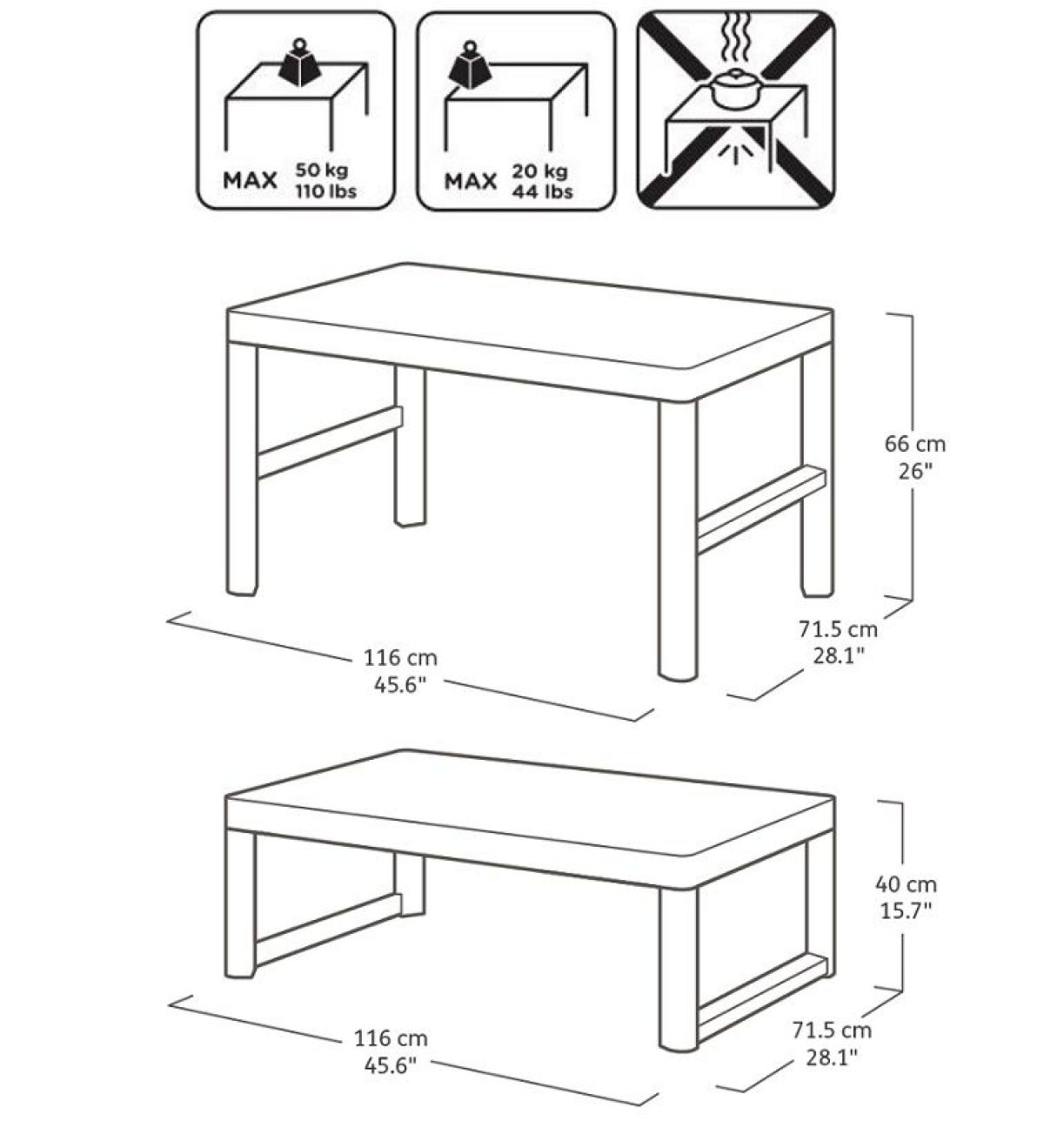 Раскладной стол Лион с регулируемой высотой столешницы (Lyon rattan table) коричневый (h400/650) | фото 2