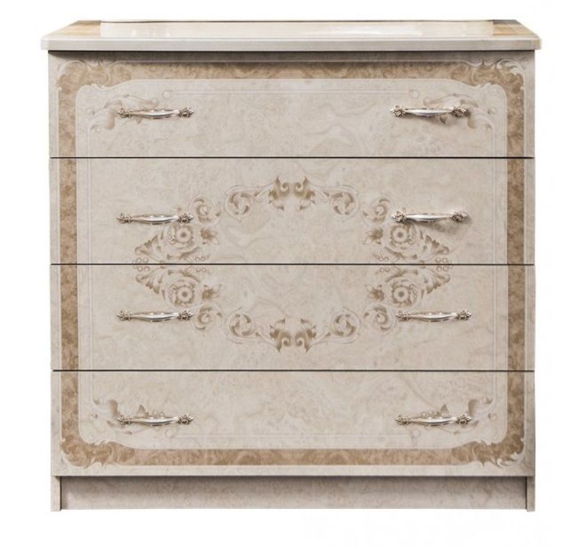 Комод 4 ящика с Зеркалом ППУ (крем) коллекция Патрисия | фото 3