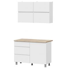 Кухонный гарнитур ТОКИО 1,2м (Серия 3) Белый текстурный/Дуб Сонома | фото 2