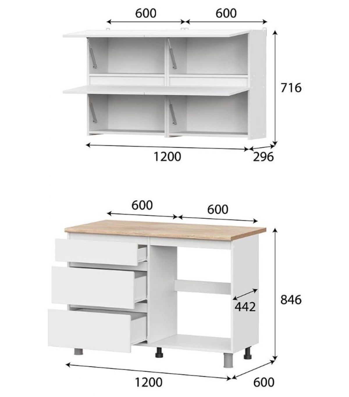 Кухонный гарнитур ТОКИО 1,2м (Серия 3) Белый текстурный/Дуб Сонома | фото 4