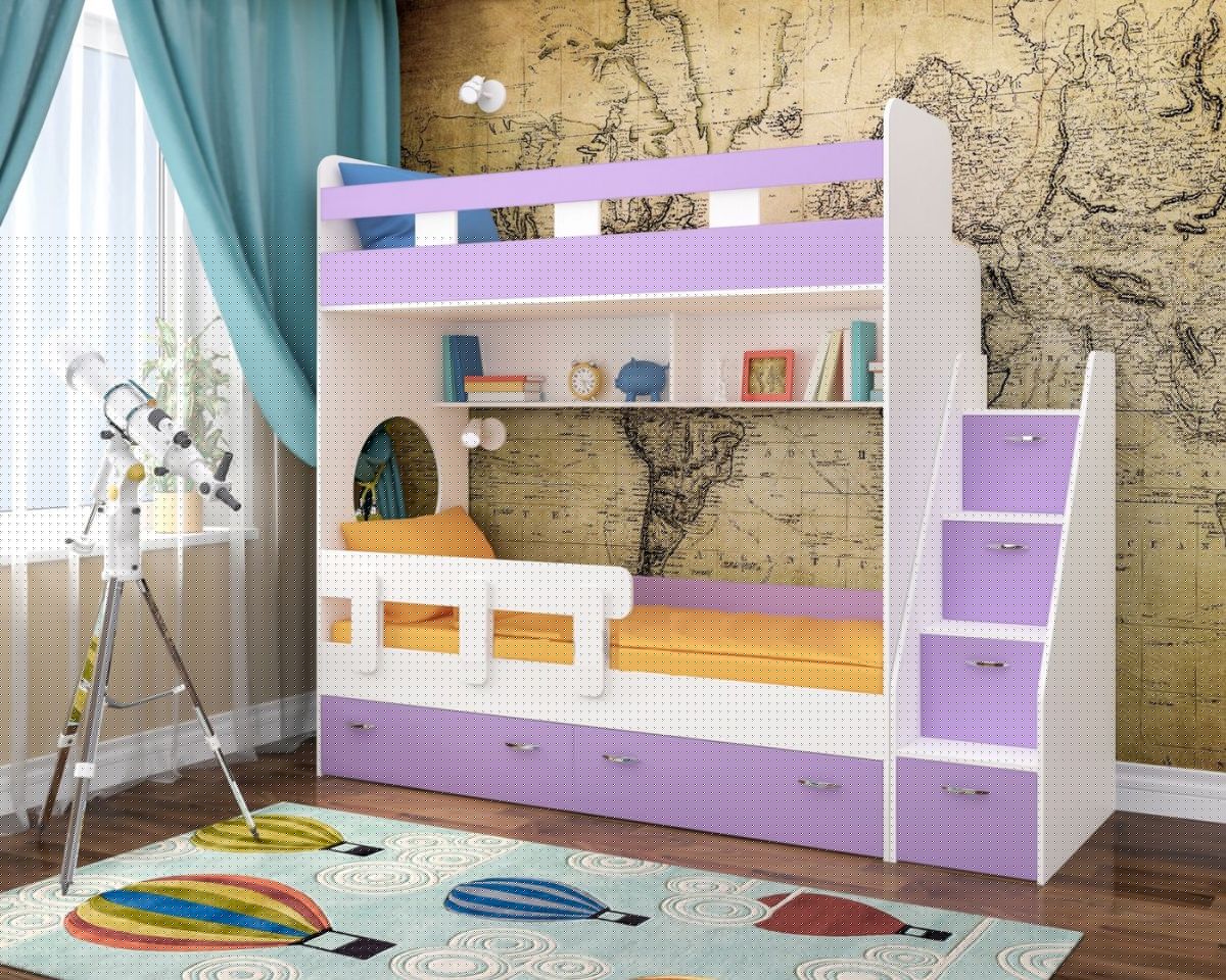 Кровать 2-х ярусная Юниор 1 без бортика (800*1900) Винтерберг, Дуб молочный, Ясень | фото 13