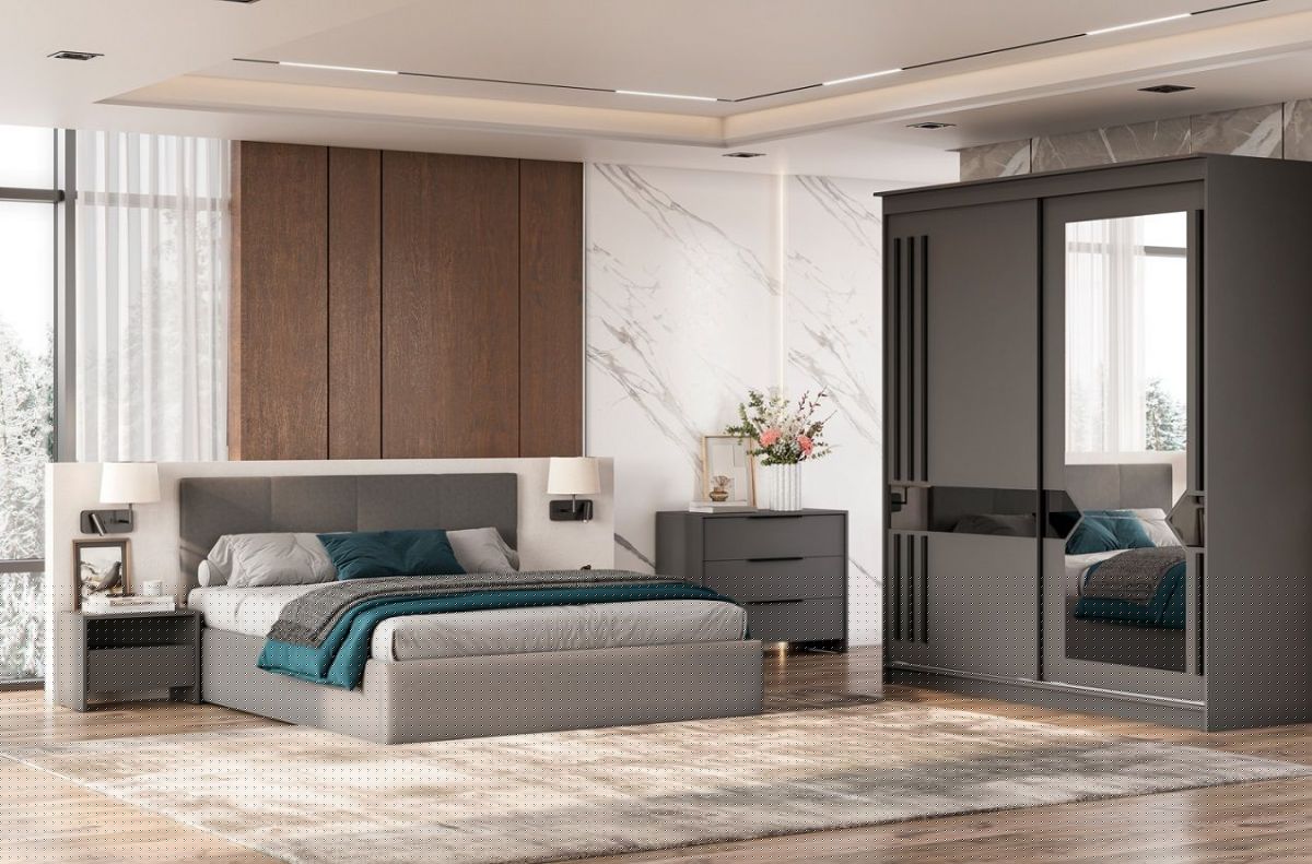 Кровать двойная №4 с основанием (Серый) | фото 3