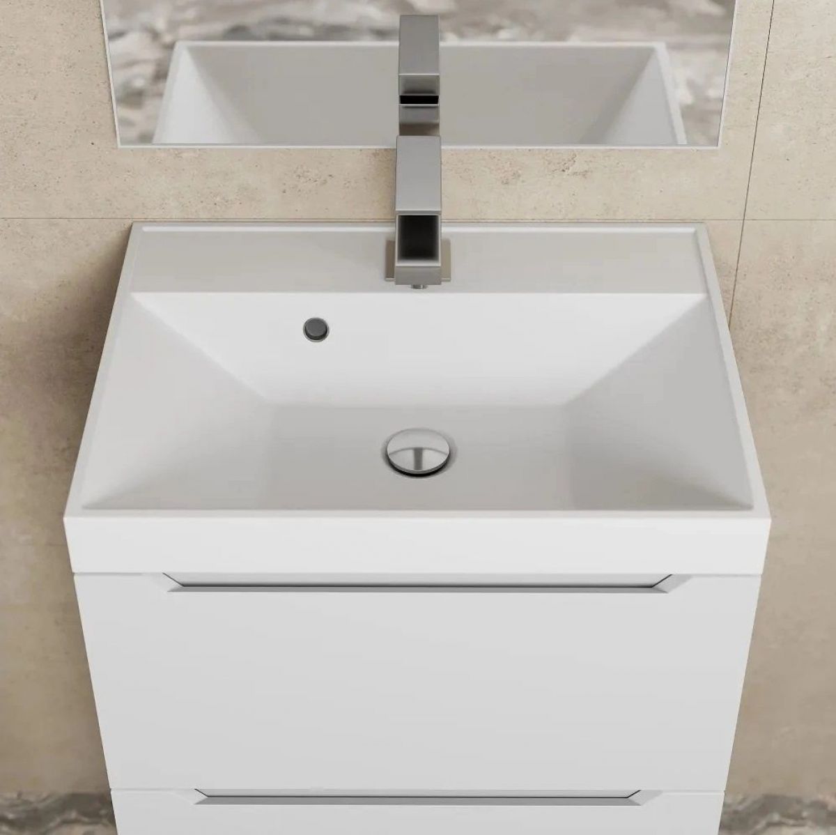 Тумба под раковину Uperwood Tanos 50 см, подвесная, белая матовая | фото 10