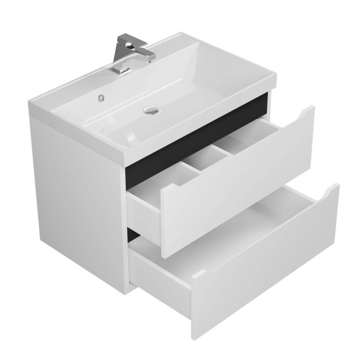 Тумба под раковину Uperwood Tanos 70 см, подвесная, белая/графит | фото 2