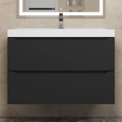 Тумба под раковину Uperwood Tanos 80 см, подвесная, черная матовая | фото 9