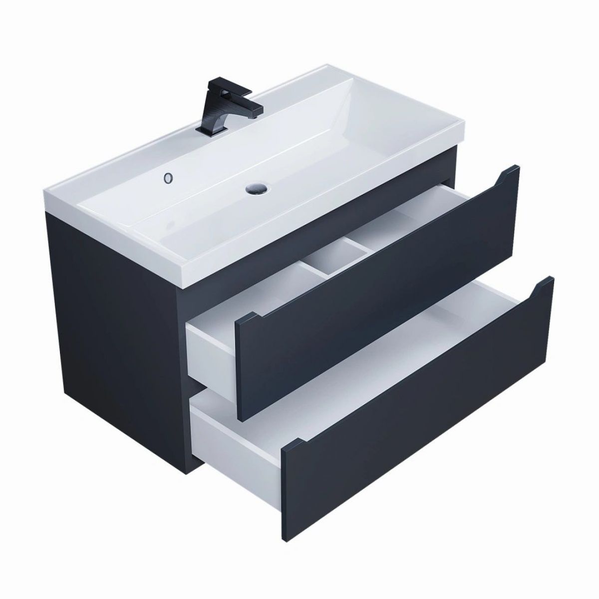 Тумба под раковину Uperwood Tanos 90 см, подвесная, черная матовая | фото 2