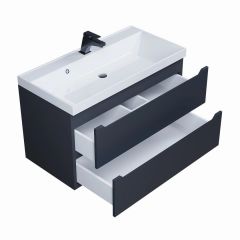 Тумба под раковину Uperwood Tanos 90 см, подвесная, черная матовая | фото 2