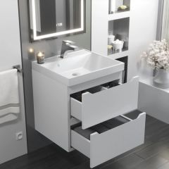 Тумба с раковиной Uperwood Tanos 50 см, подвесная, белая матовая | фото 11