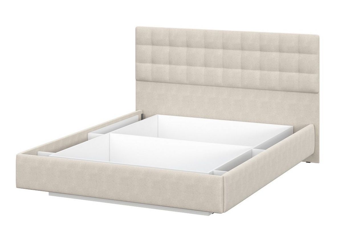 Кровать двойная №2 (универсальная 1.6х2.0) Серия 2 + основание с ПМ (Белый/Бежевый ткань/Квадро Бежевый ткань) | фото 3
