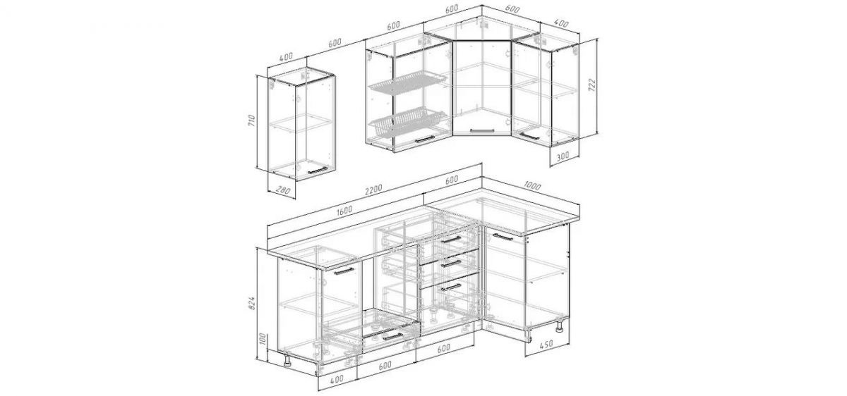 Кухонный гарнитур Антик 2200*1000 (Стол. 26мм) | фото 2