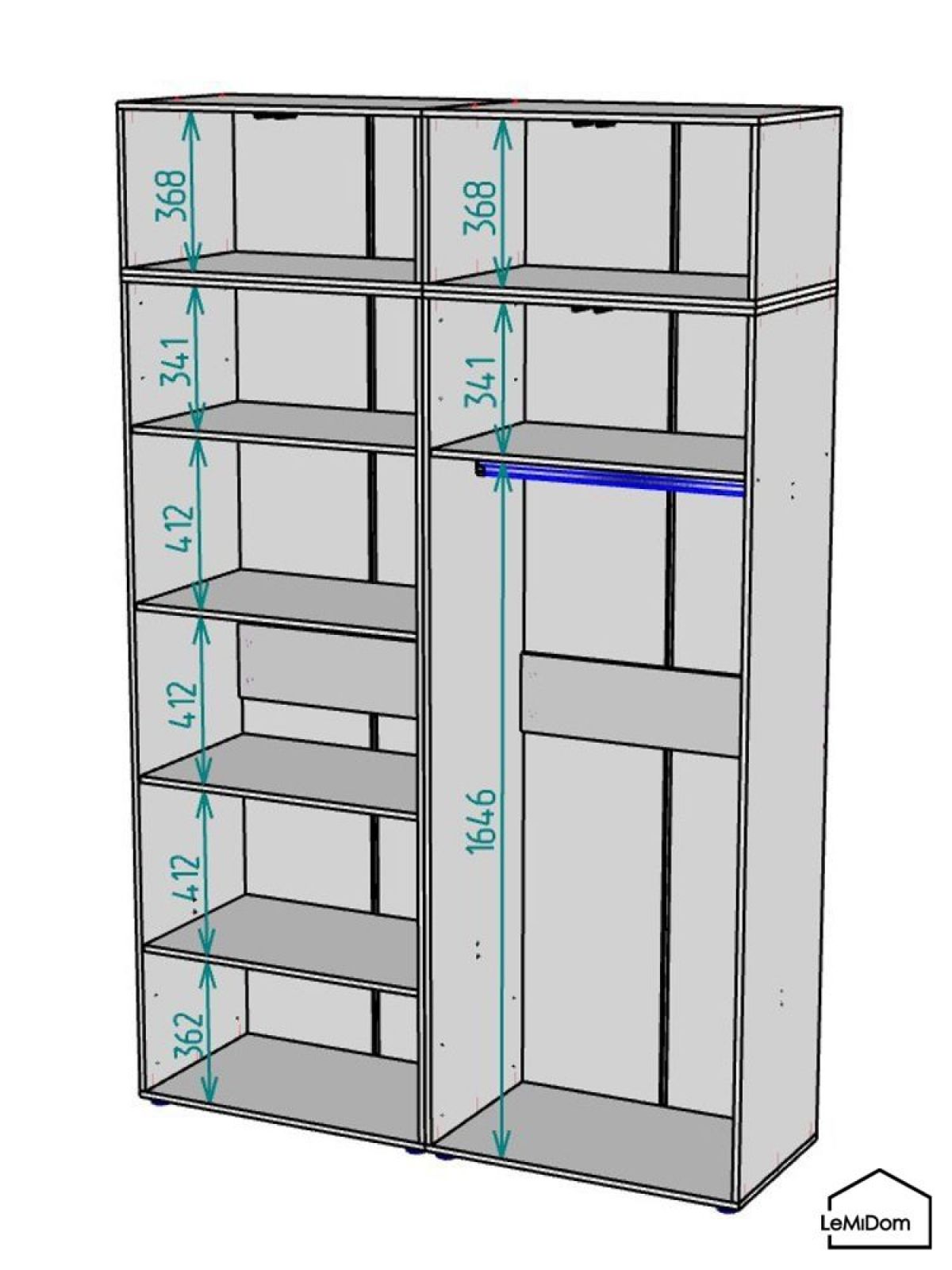 Шкаф с антресолью Linnea MHR-4A-1 2450х1600х510 (Графит-М 11.1.25) | фото 3